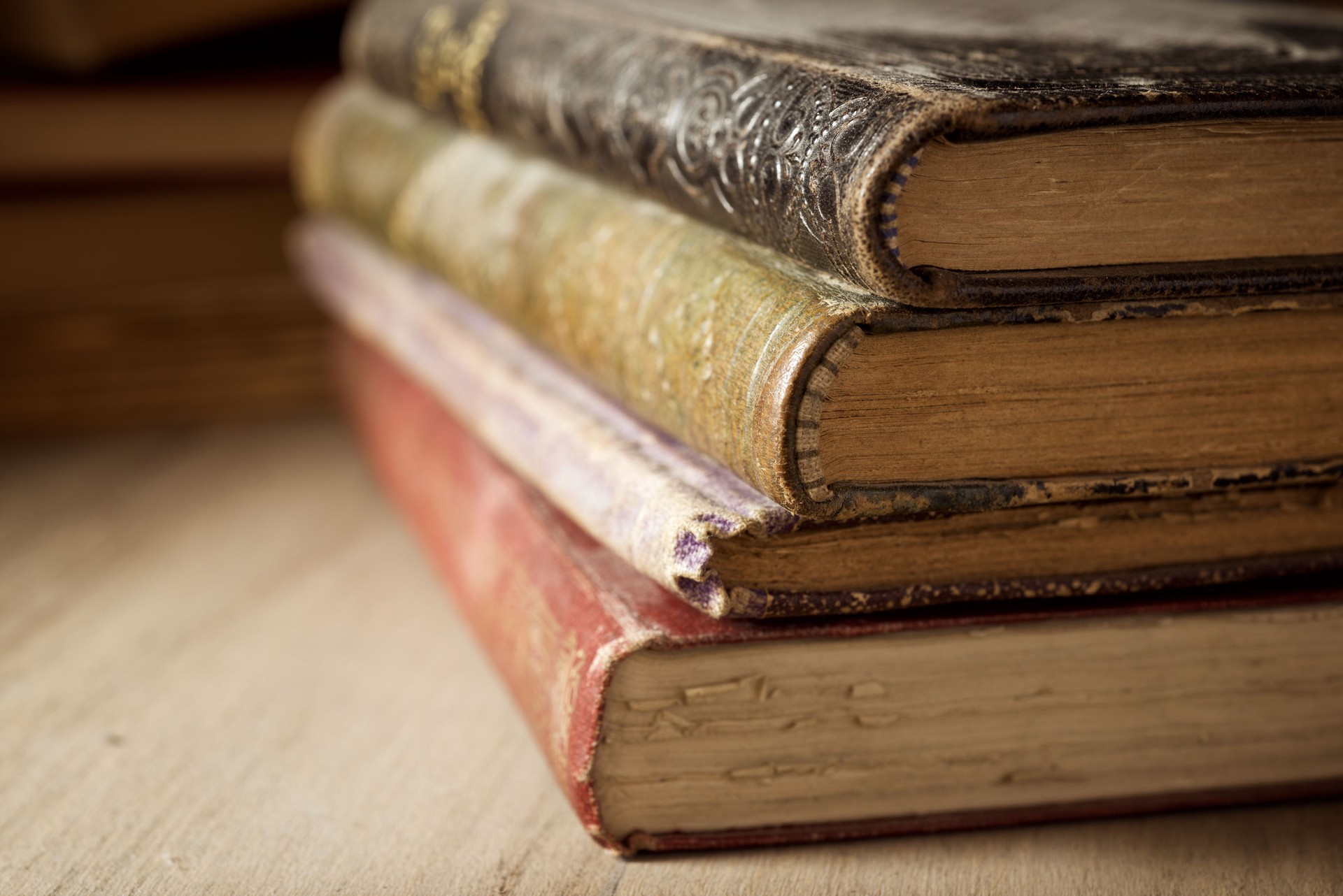 Books stacked view